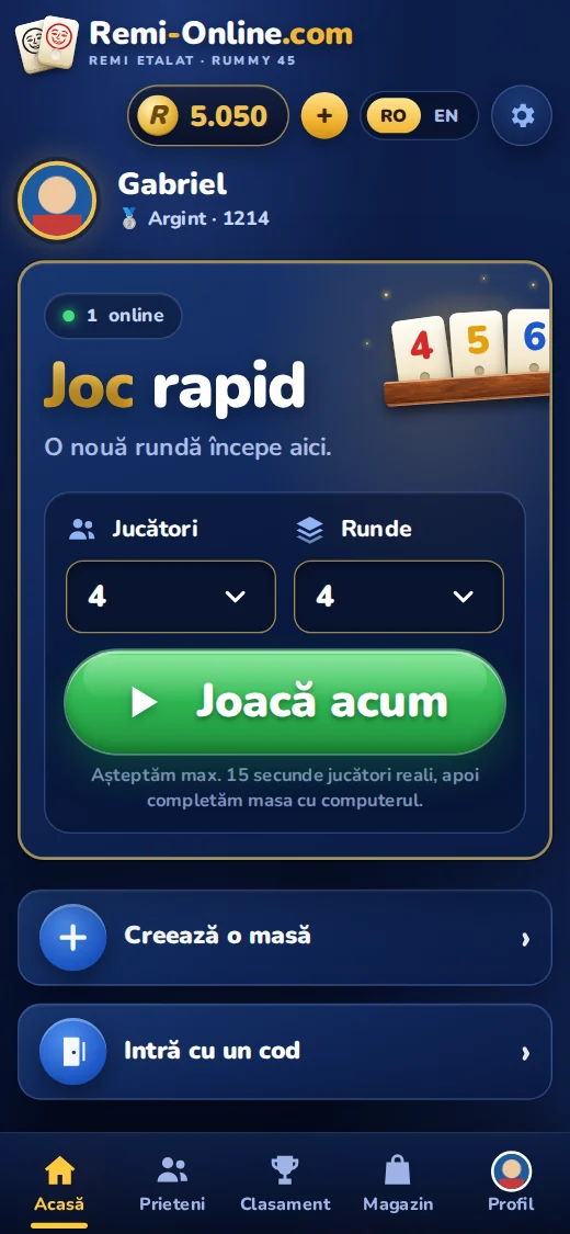 Remi Online pe telefon